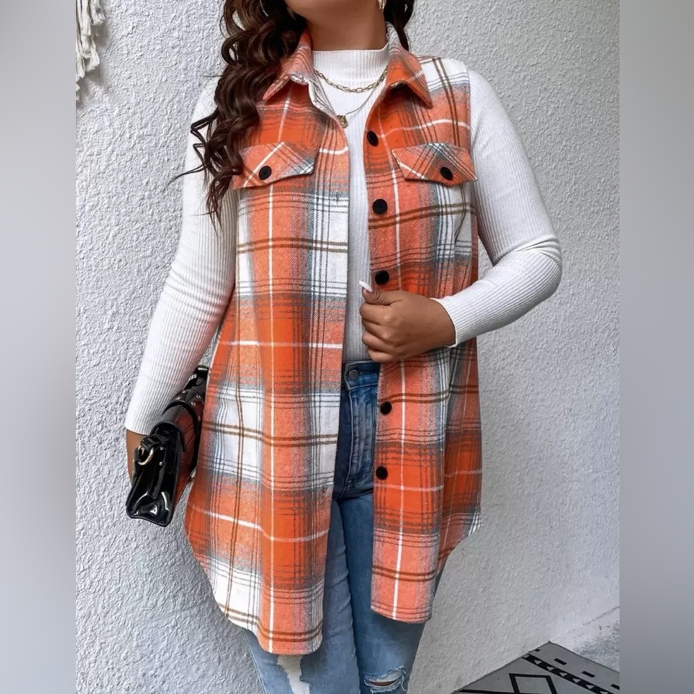 SHEIN Curve Plaid Vest Size 1XL